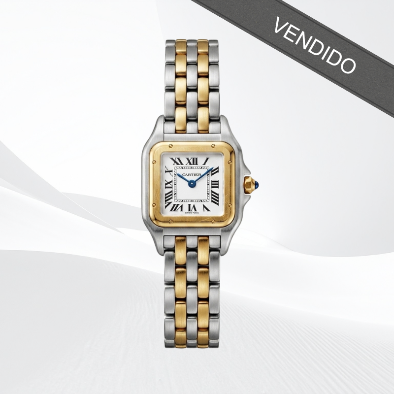 Reloj Cartier Panthère de acero y oro con esfera cuadrada y números romanos