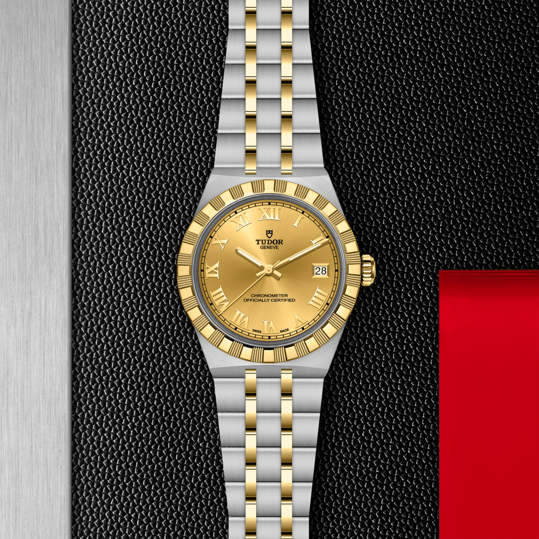 Reloj TUDOR Royal con esfera champán y brazalete bicolor oro y acero