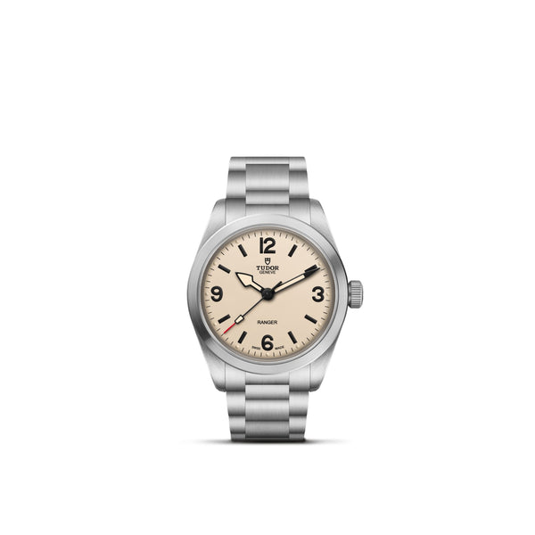 Reloj TUDOR Ranger de acero con esfera crema y brazalete metálico